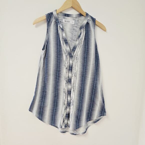 Carve Designs Top Medium Womens Middleton Sleeveless Button Front Blue V-neck - Picture 1 of 9